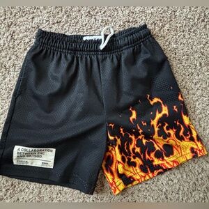 BUCKET SQUAD Black and Orange Flame Youth Shorts